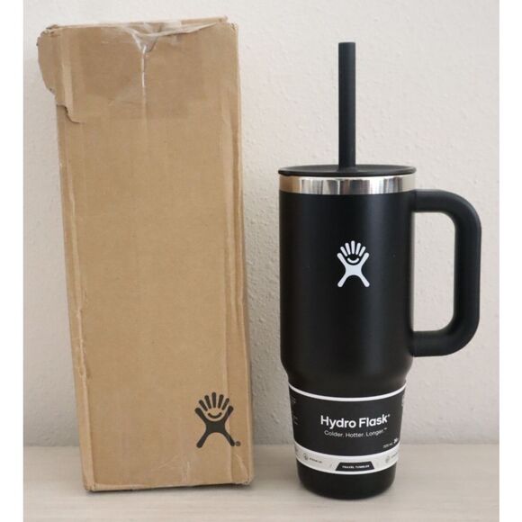 Hydro Flask 888-58 Black 24 oz Insulated Travel Tumbler w/Handle, Straw & Lid - Picture 1 of 11